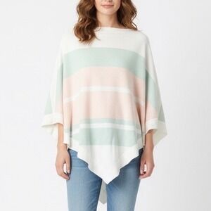 Barefoot Dreams CozyChic Ultra Lite Ocean Breeze Poncho Womens OS Multi Striped